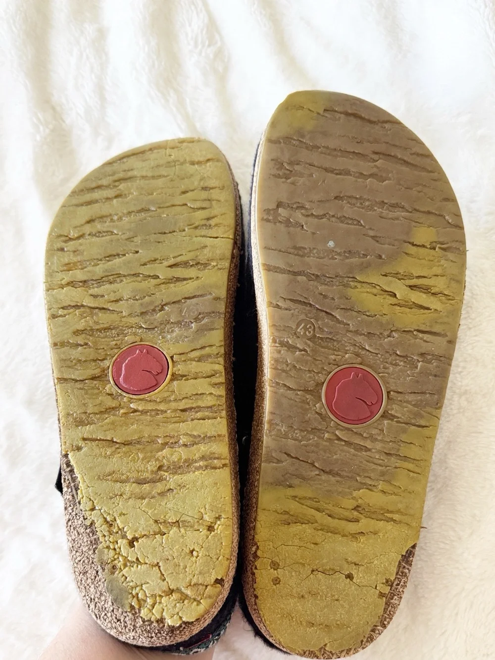 HAFLINGER FRANZL MITTELBLAU Black FELT SLIPPERS MEN/WOMEN CLOGS size 43/10